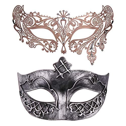 Thmyo Venetian Couple's Crown Masquerade Mask Mardi Gras Prom Costume