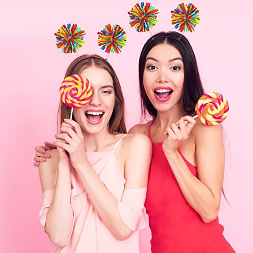 Rainbow Pom Pom Headbands for Women