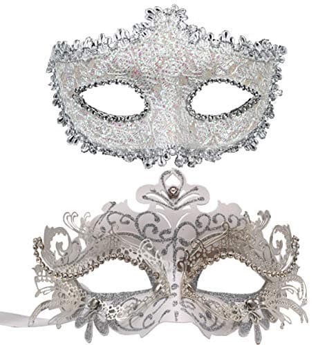 Geek-M Couple Masquerade Mask for Mardi Gras, Christmas, & New Year Parties