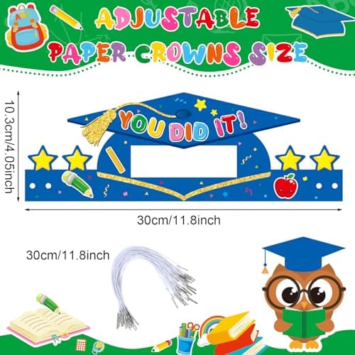 Faccito 9 Styles Preschool Graduation Crowns for Boys Girls Bulk Party Favors