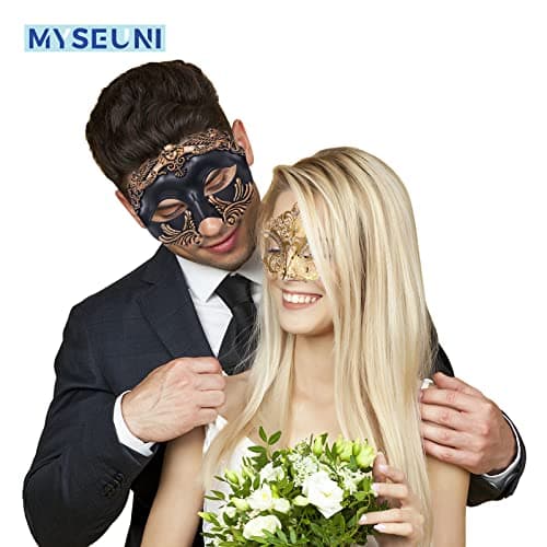 MYSEUNI Roman Greek Man & Venetian Women Masquerade Mask for Couples Mardi Gras