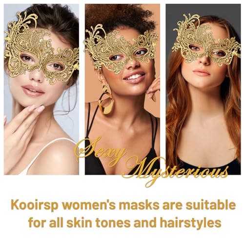 Kooirsp Soft Lace Women's Masquerade Mask for Mardi Gras & Halloween