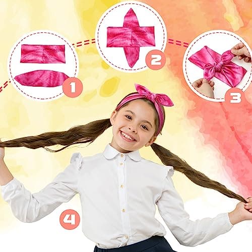Giegxin 24 Pcs Tie Dye Rabbit Ear Bow Girls Headbands