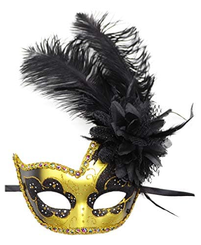 Coolwife Feather Masquerade Mask for Halloween and Cosplay