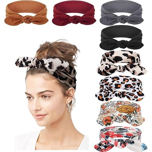 DRESHOW 8 Pack Adjustable Knotted Headbands for Women & Girls