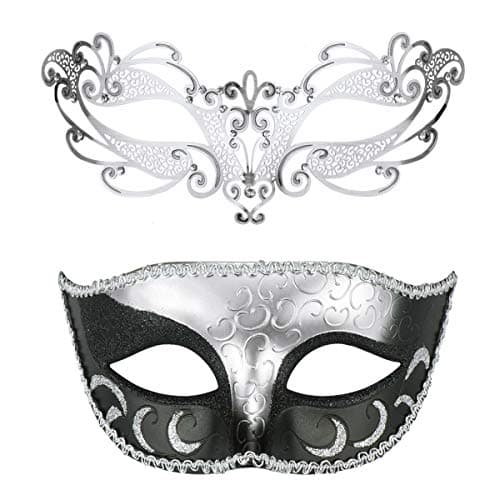 Thmyo Venetian Couple's Crown Masquerade Mask Mardi Gras Prom Costume