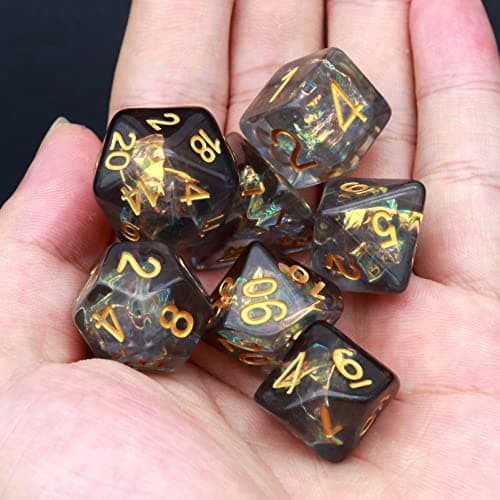 Haxtec Black DND Dice Set 7PC Filled Resin Polyhedral Dice