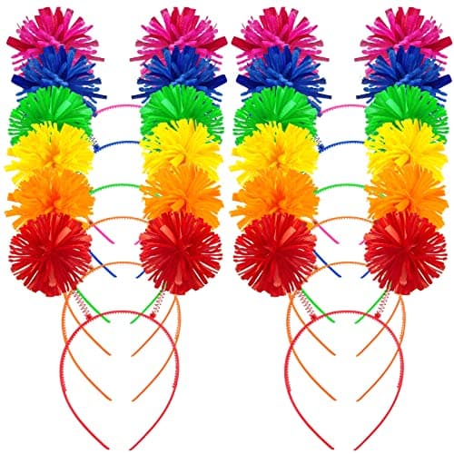 Rainbow Pom Pom Headbands for Women