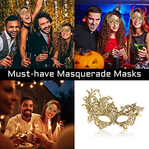 FunMular Black Lace Masquerade Mask for Women Venetian Party Halloween