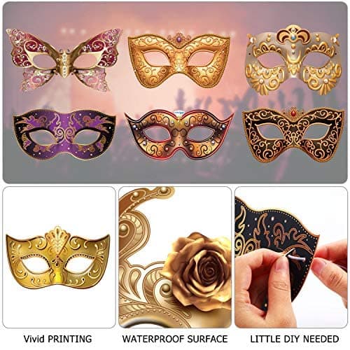 Blulu 12 Pcs Mardi Gras Masquerade Masks Carnival Party Supplies