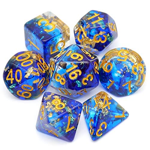 Haxtec Black DND Dice Set 7PC Filled Resin Polyhedral Dice
