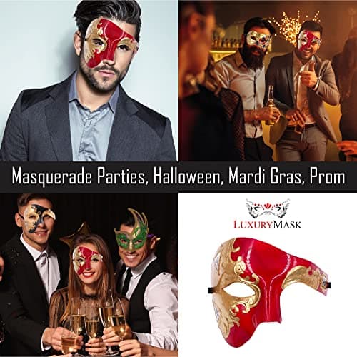 Phantom of the Opera Masque Mask for Men Prom Mardi Gras Haloween