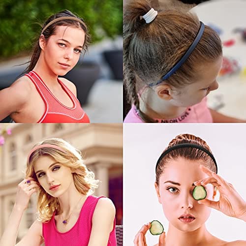 TOBATOBA 6Pcs Thin Nonslip Headbands for Girls & Women (Multi-color, 12 mm)