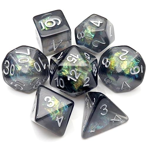 Haxtec Black DND Dice Set 7PC Filled Resin Polyhedral Dice