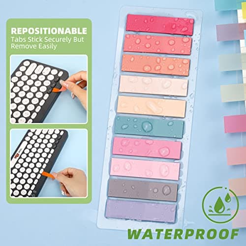 Writable Morandi Translucent Book Markers & Annotation Tabs, 2800-Pcs Strip