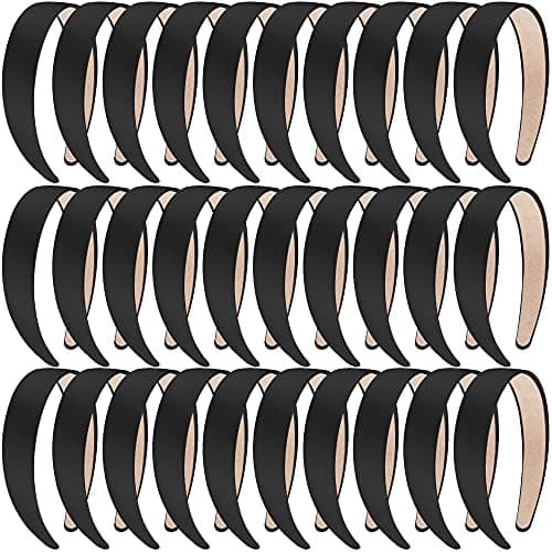 SIQUK White 1 Inch Hard Satin Headbands for Women for DIY Hair Accessories