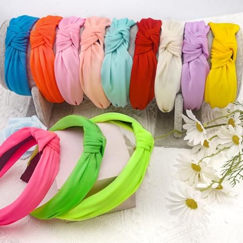 SIQUK Colorful 12 Pieces Knotted Hair Turband for Women - Versatile Fabric Headbands
