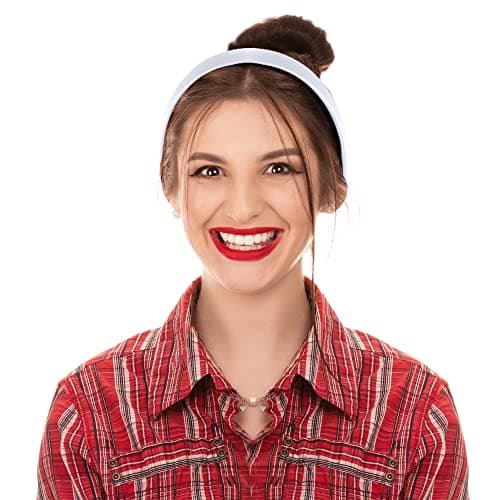 SIQUK White 1 Inch Hard Satin Headbands for Women for DIY Hair Accessories
