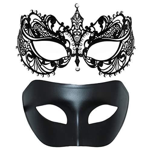 Thmyo Venetian Couple's Crown Masquerade Mask Mardi Gras Prom Costume