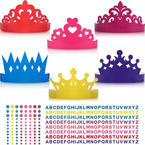 Outus 24-Piece Princess & Prince Crown Craft Kit for DIY Birthday Party Favor