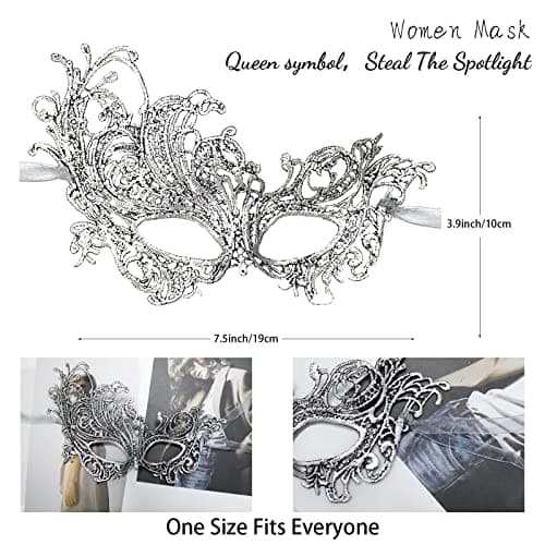 FunMular Women's & Couples Lace Masquerade Masks for Carnival & Halloween