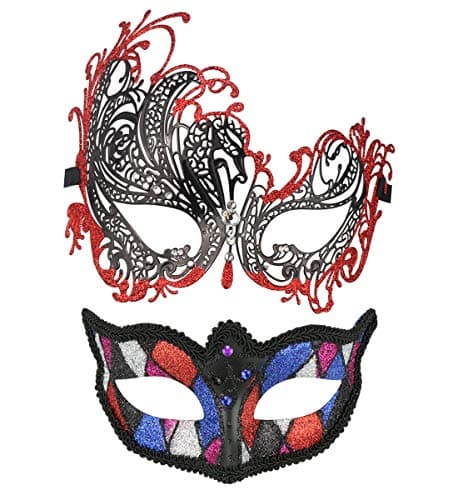 Thmyo 2 Pack Masquerade Mask for Venetian Carnival and Mardi Gras Ball