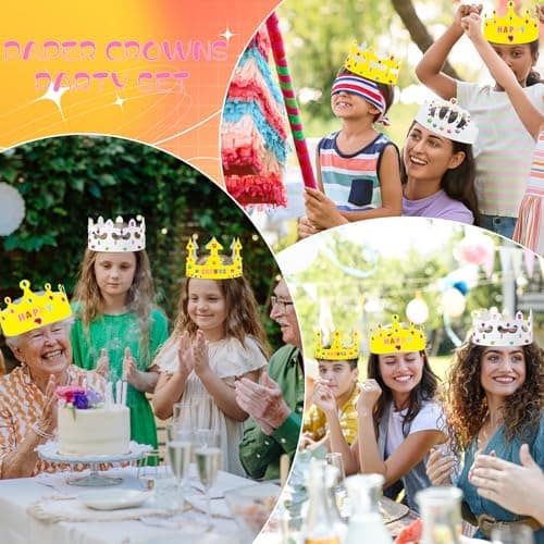 38pcs White Paper Crowns for Kids' Birthday Parties & Favors