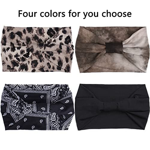 XTREND 4 Packs Wide Elastic Knotted Headbands Bohemian Style+='