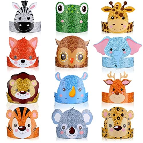 Jungle Safari Animal Party Hats & Headbands for Kids & Girls