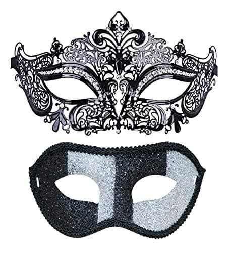 Thmyo Black Couples Venetian Masquerade Mask for Halloween Mardi Gras