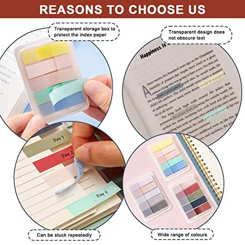 15 Color Pastel Sticky Tabs, Writable Book Markers, 300Pcs Pop-up File Flags