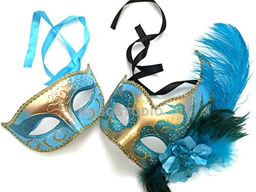 MasqStudio Couples Black Gold Masquerade Mask Pair