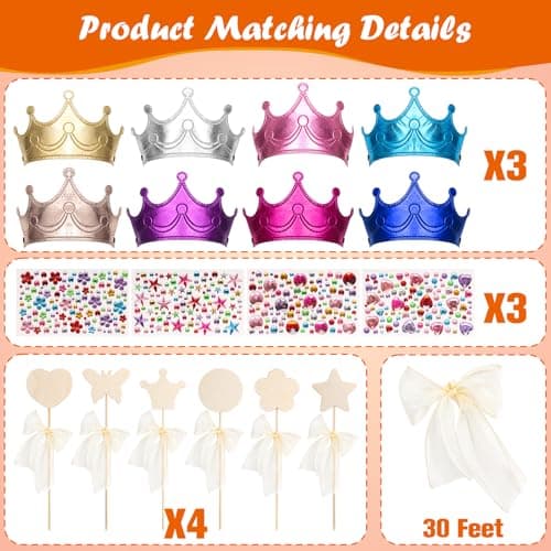 Hoedia 24+37Pcs Foam Crowns & Tiaras for Kids Birthday Party Favors