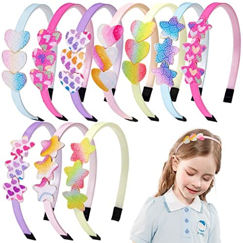 Sparkly Flower Sequin Headbands for Girls, Kids, and Teens, 3 CM Wide, 6 Pack