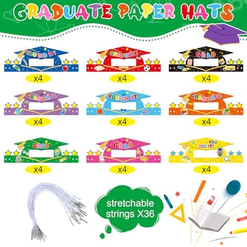 Faccito 9 Styles Preschool Graduation Crowns for Boys Girls Bulk Party Favors