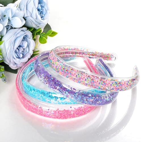 Glitter Headbands for Girls, Sparkly Confetti Headbands for Kids, Sequin Hair Accessories for Little Girls