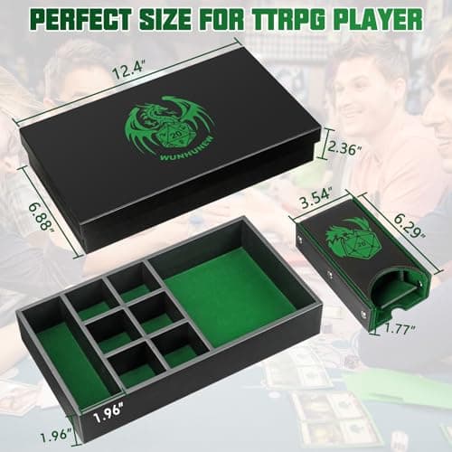 4-in-1 DND Dice Tray & Tower Storage Box, Perfect RPG Gift for D&D, MTG, and Gamers