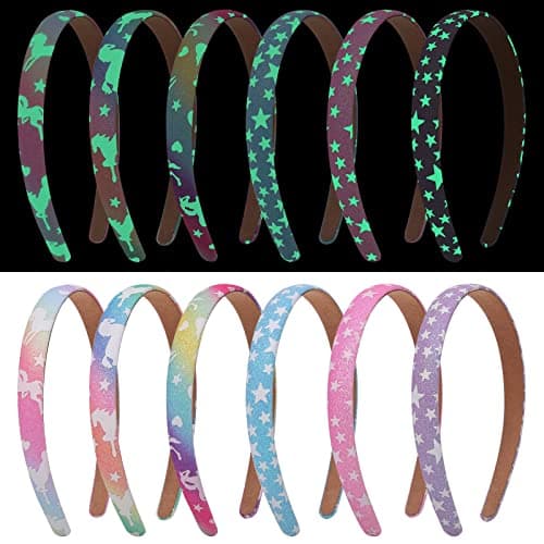 Sparkly Flower Sequin Headbands for Girls, Kids, and Teens, 3 CM Wide, 6 Pack