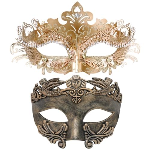 Coddsmz Couple Roman Metal Mask for Halloween Costaumes