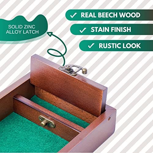 Wooden D&D Dice Tray with Storage, Metal Latch, Perfect Gift for DM