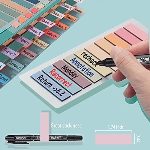 1200 Sheet Sticky Tabs for Books - Adhesive Translucent Writable Tabs for Categorizing
