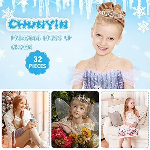 Silver Rhinestone Princess Tiara Crown for Girls, Bulk Birthday Party Jewelry