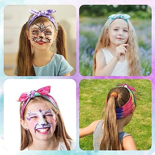Giegxin 24 Pcs Tie Dye Rabbit Ear Bow Girls Headbands