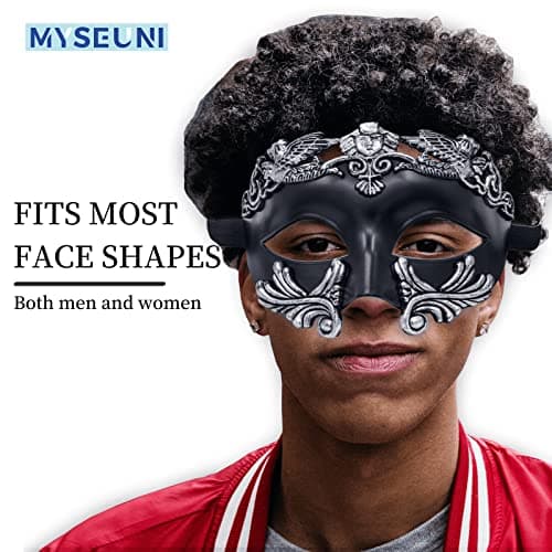 MYSEUNI Roman Greek Mask for Men - Venetian Half Face Mask