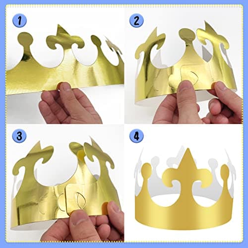 Golden Paper Crowns for Adults: 36 Pieces Birthday Party King & Princess Hats