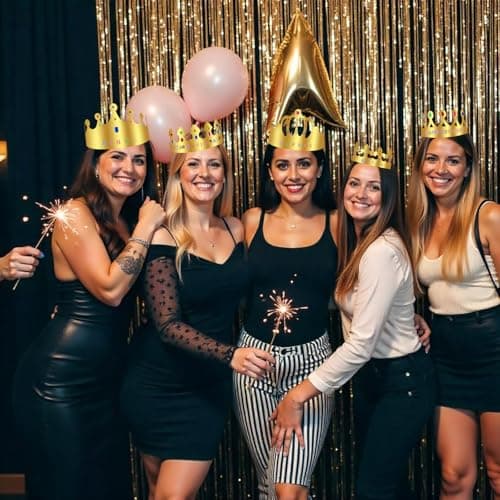 5pcs Gold Paper Crowns with Gem Stickers Alphabet Numbers Party Hats
