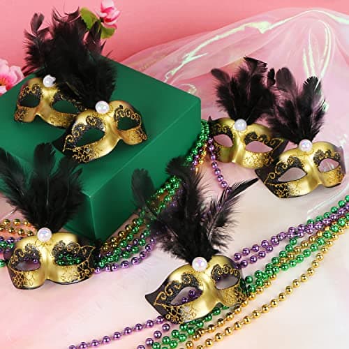 MIKIMIQI 12-Piece Mini Mardi Gras Mask Bulk Party Decorations