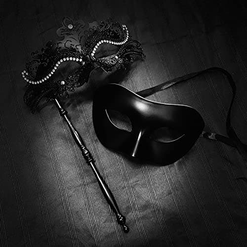 ZbFwmx Couple Black Masquerade Mask Set for Cosplay Party