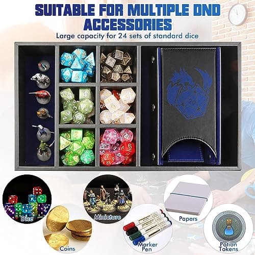 4-in-1 D&D Dice Tray & Storage Tower - Perfect RPG Gift for DMs & Players