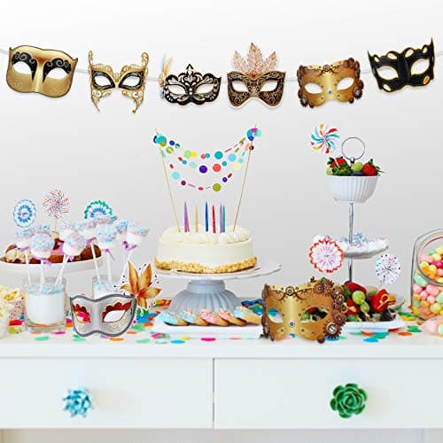 Sumind 12 Piece Mardi Gras Venetian Mask Bulk Carnivale Party Supplies